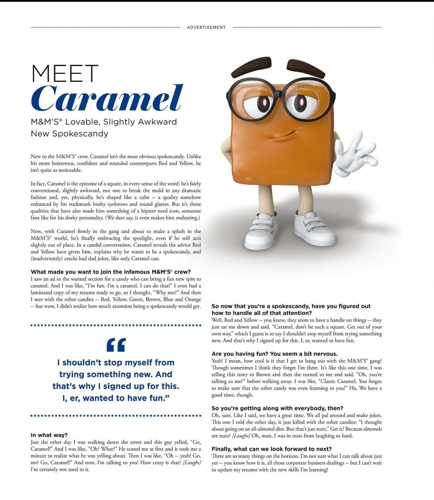 caramel m&m character