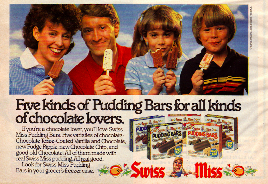 Swiss Miss chocolate milk maker print ad 1978 vintage 1970s retro food art  girl